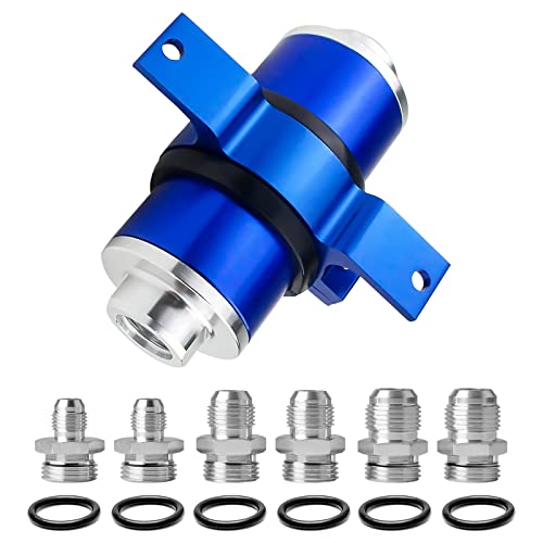 Plobeda 50mm Fuel Filter 100 Micron Inline Fuel Filter Mount with Aluminum Mounting Bracket & Wrench & High Flow 6AN 8AN 10AN Adapter Universal Cleanable Black - Image 1