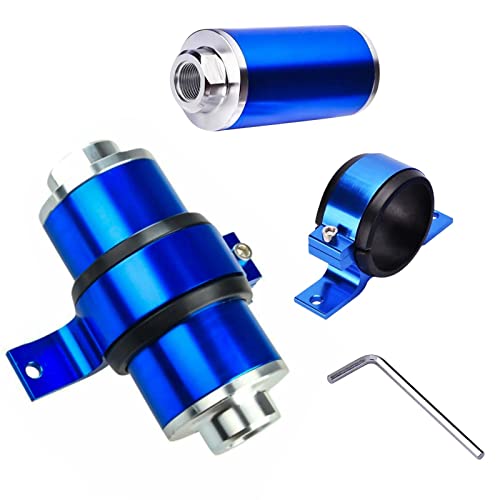 Plobeda 50mm Fuel Filter 100 Micron Inline Fuel Filter Mount with Aluminum Mounting Bracket & Wrench & High Flow 6AN 8AN 10AN Adapter Universal Cleanable Black - Image 2