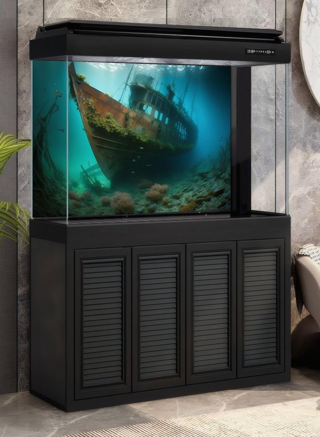 CaterRina Underwater Shipwreck Aquarium Background Ocean Bottom Abandoned Ship Wreck Fish Tank Background Undersea Rusty Sunken Ship Terrarium Backgrounds Sunken Pirate Ship Reptile Tank Backgrounds 30x18in - Image 4