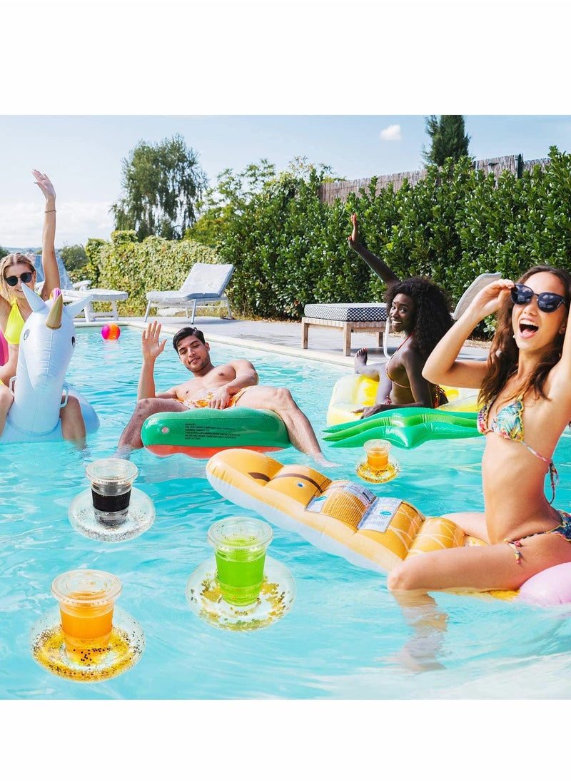 Excefore - Inflatable Drink Holder, Confetti Drink Pool Floats Inflatable Cup Coasters Cup Drink Holders for Summer Pool Party Supplies and Fun Bath Shower Toys (10 Pieces) - Image 1