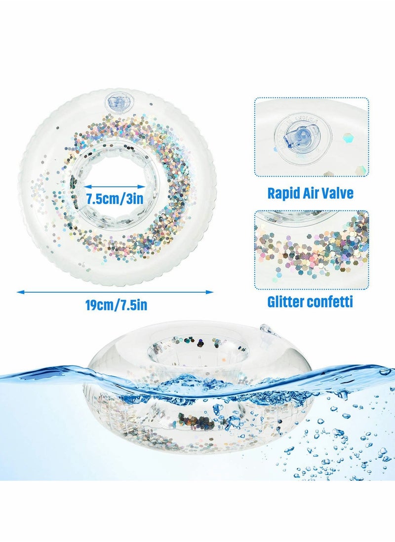 Excefore - Inflatable Drink Holder, Confetti Drink Pool Floats Inflatable Cup Coasters Cup Drink Holders for Summer Pool Party Supplies and Fun Bath Shower Toys (10 Pieces) - Image 1