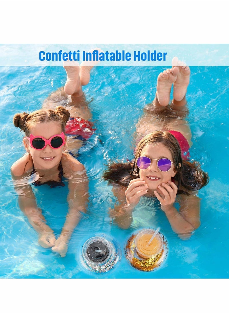 Excefore - Inflatable Drink Holder, Confetti Drink Pool Floats Inflatable Cup Coasters Cup Drink Holders for Summer Pool Party Supplies and Fun Bath Shower Toys (10 Pieces) - Image 1