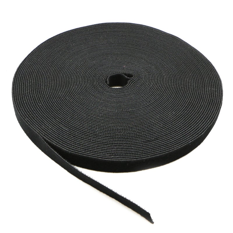Saisn Reusable Fastening Tape Cable Ties 3/4 Inch Double Side Hook Roll (25 Yard, Black) - Image 1