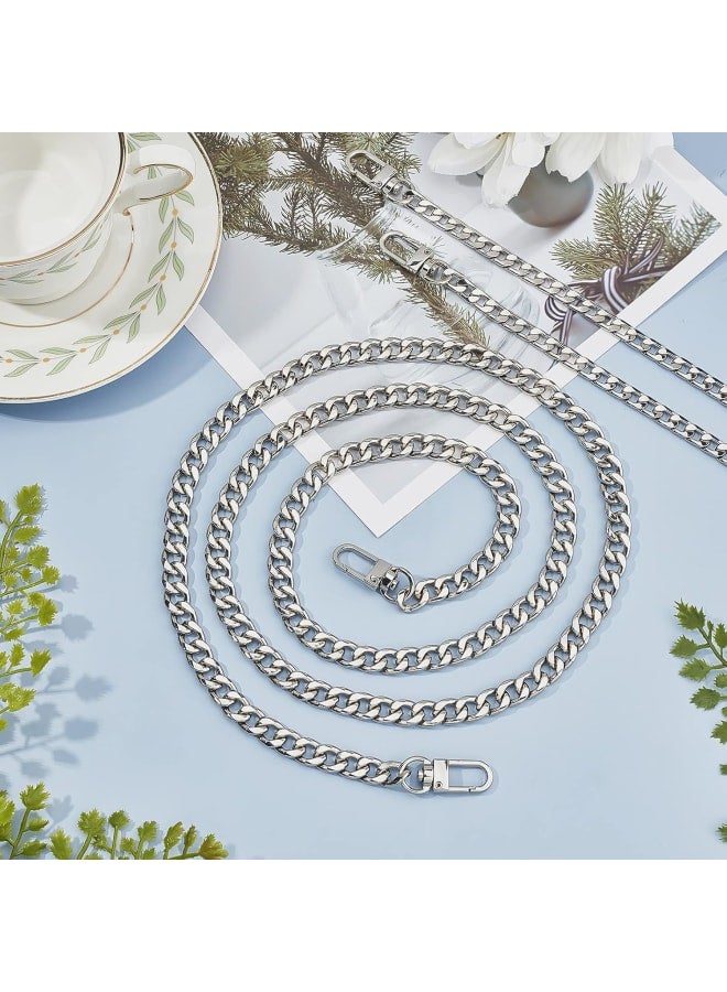 2pcs Iron Purse Strap Chains Handbag Clutch Bag Curb Link Chains Replacement Straps Accessories with Swivel Lobster Claw Clasps for DIY Shoulder Cross Body Bag Chain Platinum 47.2 inches  - Image 4
