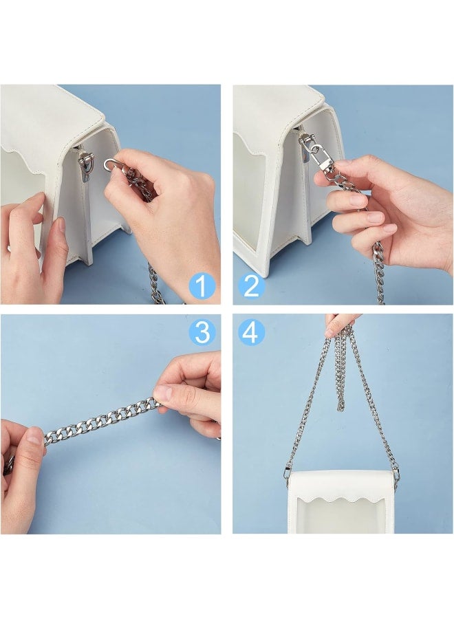 2pcs Iron Purse Strap Chains Handbag Clutch Bag Curb Link Chains Replacement Straps Accessories with Swivel Lobster Claw Clasps for DIY Shoulder Cross Body Bag Chain Platinum 47.2 inches  - Image 5