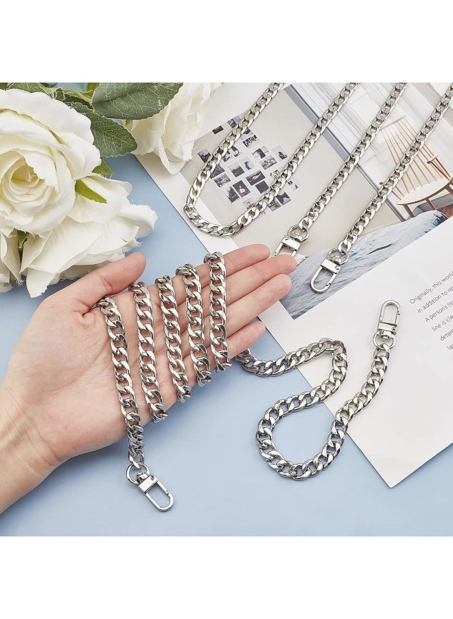 2pcs Iron Purse Strap Chains Handbag Clutch Bag Curb Link Chains Replacement Straps Accessories with Swivel Lobster Claw Clasps for DIY Shoulder Cross Body Bag Chain Platinum 47.2 inches  - Image 3
