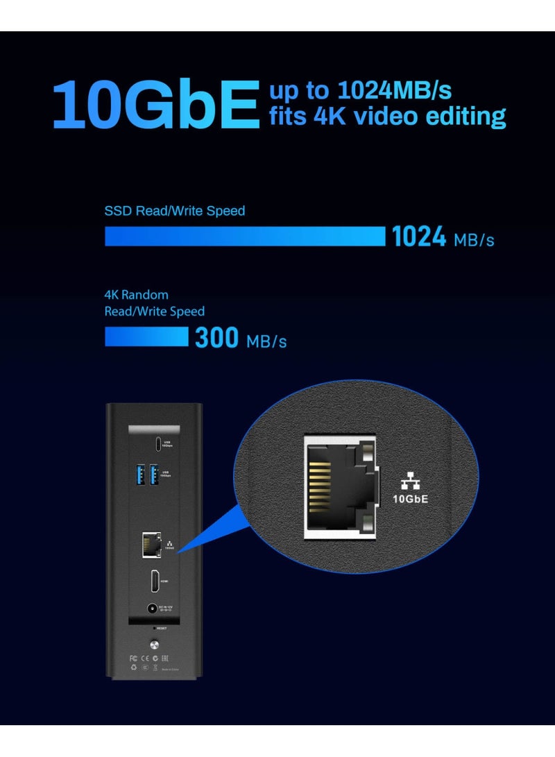 تيراماستر وحدة تخزين TERRAMASTER F8 SSD NAS - 8Bay All SSD NAS Server N95 QuadCore CPU، وذاكرة وصول عشوائي DDR5 سعة 8 جيجابايت، ومنفذ 10GbE، ووحدة تخزين قوية متصلة بالشبكة بحجم راحة اليد (بدون أقراص) - Image 4