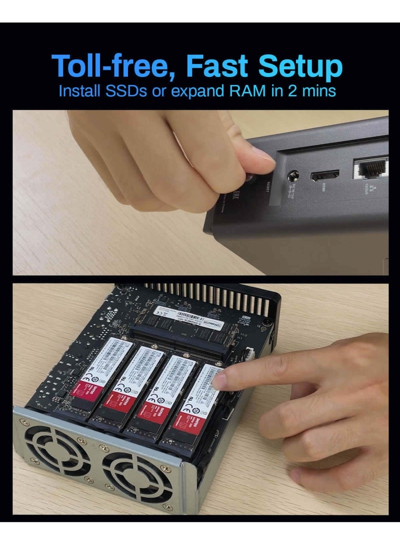 تيراماستر وحدة تخزين TERRAMASTER F8 SSD NAS - 8Bay All SSD NAS Server N95 QuadCore CPU، وذاكرة وصول عشوائي DDR5 سعة 8 جيجابايت، ومنفذ 10GbE، ووحدة تخزين قوية متصلة بالشبكة بحجم راحة اليد (بدون أقراص) - Image 5