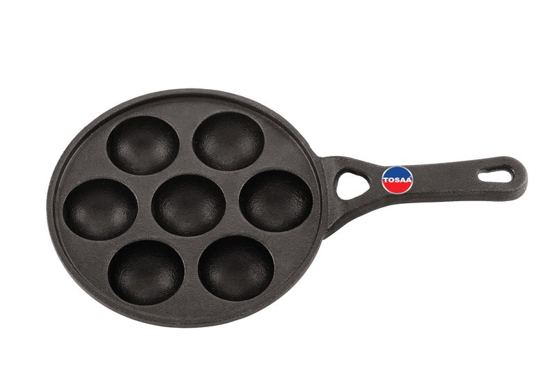 Tosaa Tosaa Cast Iron Paniyaram Pan | Appam Maker/Chatty/Patra | Naturally Non-Stick Cookware (7 Cavity)  - Image 3