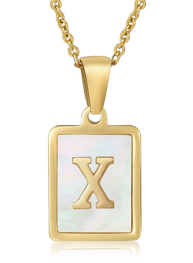 MissTiara Capital Letter A-Z Initial Chain Necklace For Girls Women Stainless Steel Square Charm A-Z Alphabet Pendant Necklace Good idea for birthday gifts graduation commemorations or classmate gifts - Image 2