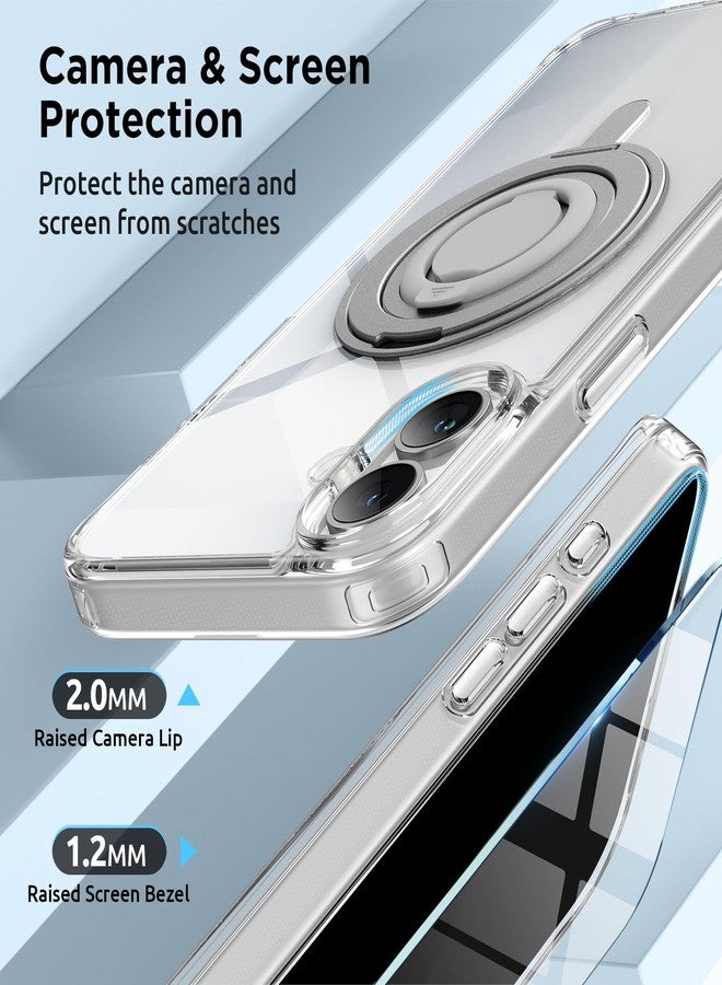 SURPHY for iPhone 16 Plus Case With Rotable Magnetic Ring Stand and Silicone Finger Ring Grip, Compatible with MagSafe, Slim Shockproof Phone Case for iPhone 16 Plus 6.7 Inch, Clear - Image 3
