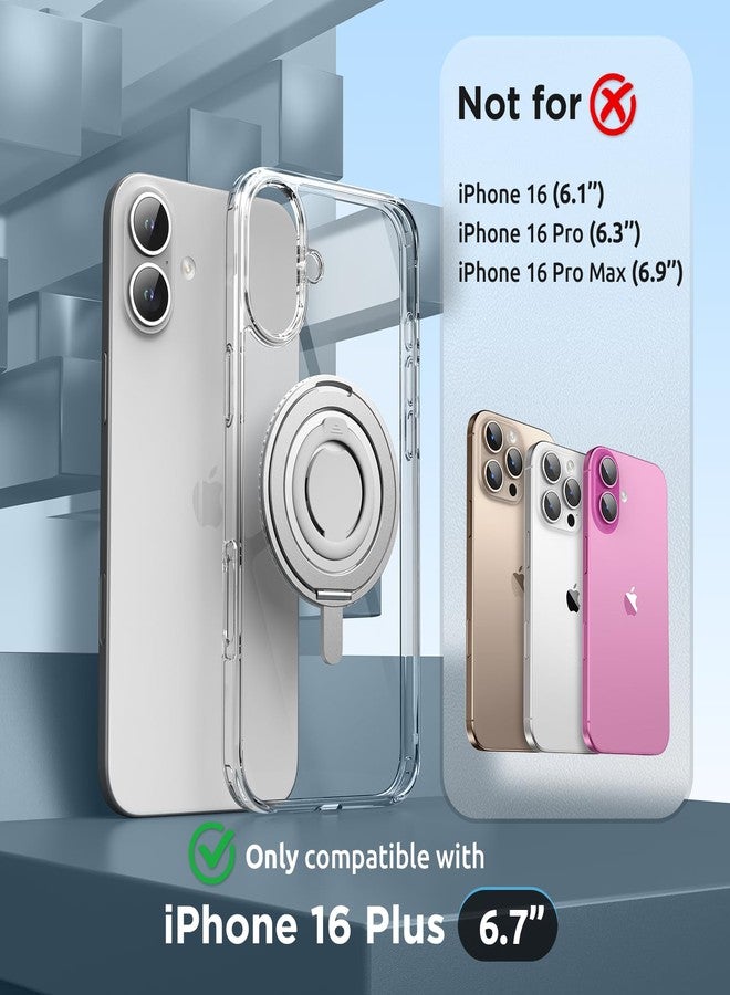 SURPHY for iPhone 16 Plus Case With Rotable Magnetic Ring Stand and Silicone Finger Ring Grip, Compatible with MagSafe, Slim Shockproof Phone Case for iPhone 16 Plus 6.7 Inch, Clear - Image 2