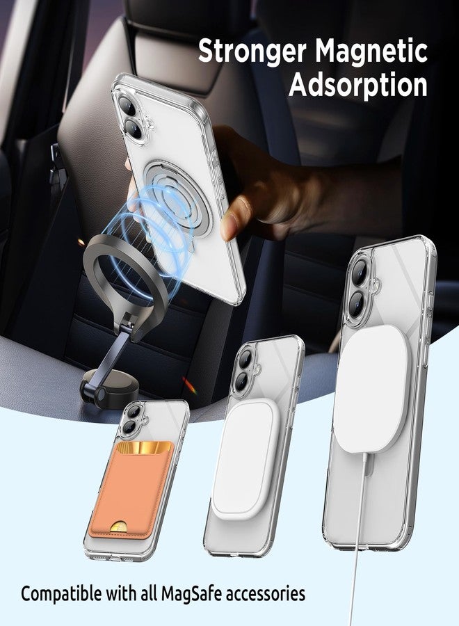 SURPHY for iPhone 16 Plus Case With Rotable Magnetic Ring Stand and Silicone Finger Ring Grip, Compatible with MagSafe, Slim Shockproof Phone Case for iPhone 16 Plus 6.7 Inch, Clear - Image 5