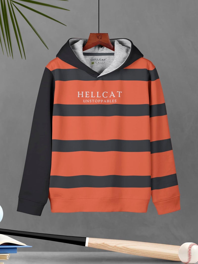 HELLCAT Printed Cotton Blend Hoodie Sweatshirt for Boys - Pack of 2 Orange/Beige 7-8 Years - Image 4