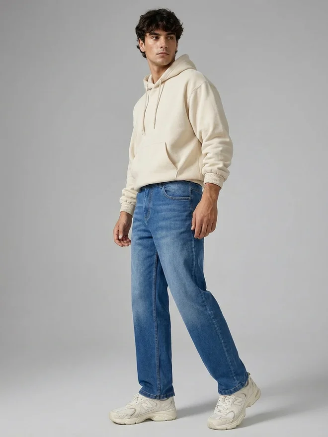 Styli Blue Men Blue Mid-Wash Regular Fit Jeans for Men | Best Price UAE