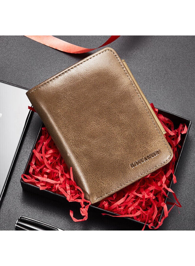 Bostanten Bosidandun Men's Wallet, Short Style, Top-grain Leather, Student Foldable, Multi-card Slots, Korean-style Clutch, Men's Purse - Image 3