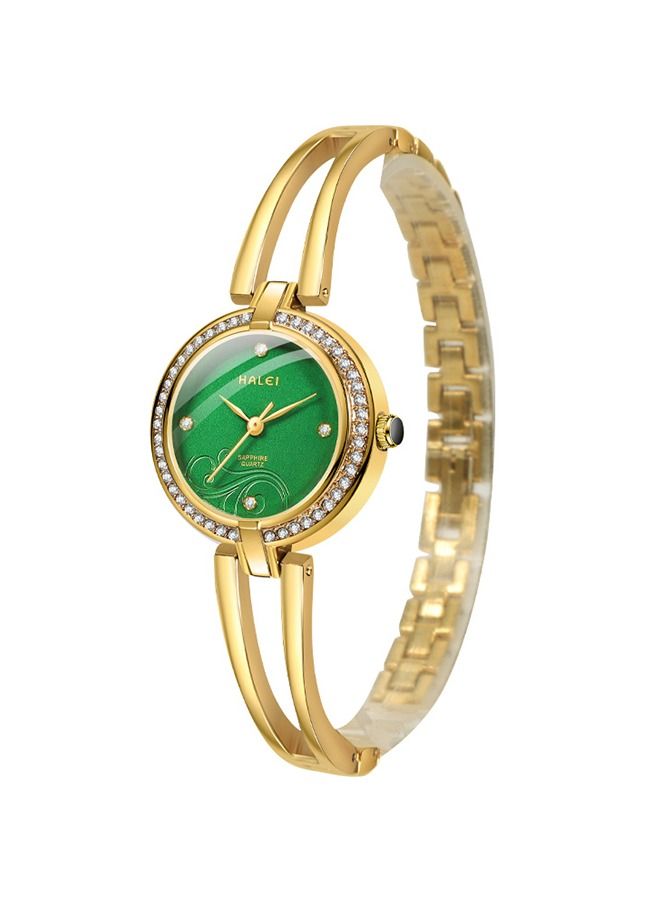 هالي السيدات ووتش كوارتز سوار ، التناظرية عرض التعميم الأخضر الهاتفي ووتش ، مع حجر الراين الديكور ، للماء ووتش أنيقة ، كهدية للنساء - Image 1