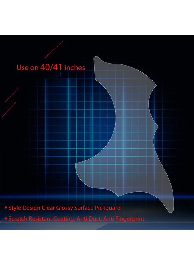 LGEGE Acoustic Guitar Pickguard, PVC Material Self Adhesive Transparent, Protects 40''/41'' Guitar Scratched Plate from Guitar Pick Nail, Clear & Glossy - Image 3
