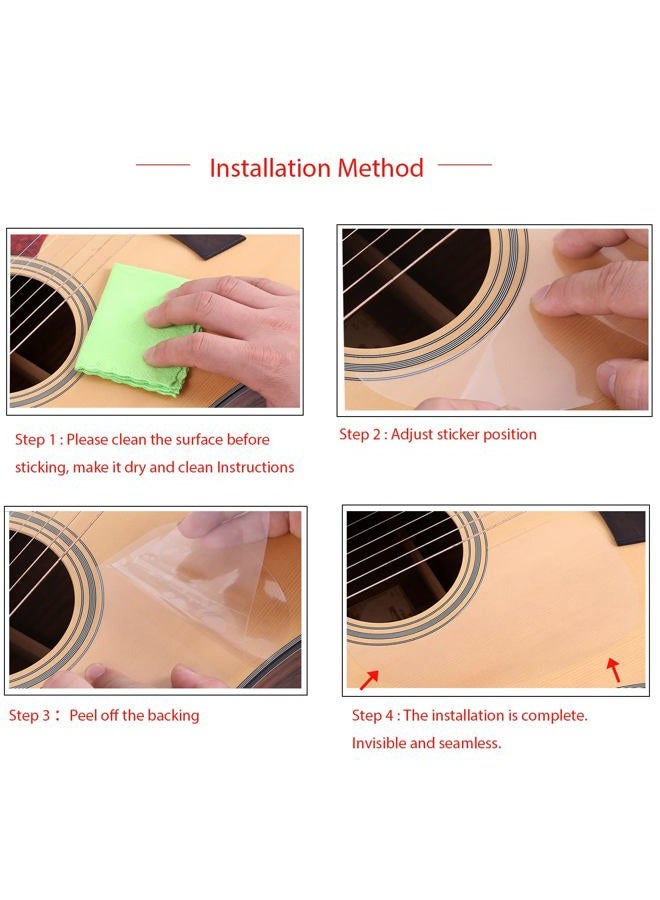 LGEGE Acoustic Guitar Pickguard, PVC Material Self Adhesive Transparent, Protects 40''/41'' Guitar Scratched Plate from Guitar Pick Nail, Clear & Glossy - Image 4