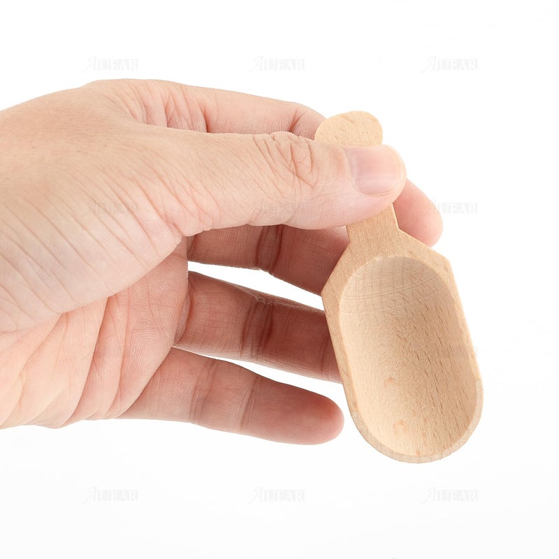 AUEAR, Mini Wooden Scoops Unpainted Kitchen Spoon for Candy Spices Parties Bath Salts Essential (20 Pack, Half Handle) - Image 3