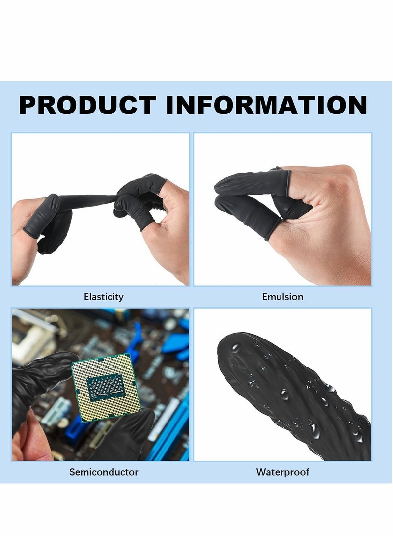 NIBEMINENT Latex Finger Cots 200 Pcs Disposable Protective Fingertips Gloves Black Sleeves Protectors Fingertip Bandages for Industrial Beauty and More - Image 2