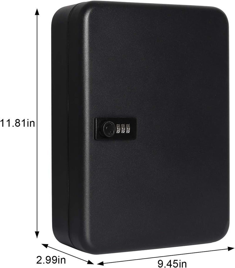 Decaller Large Key Box with Combination Lock, Key Cabinet Wall Mount Lock Box with 48 Hooks, 11 4/5" x 9 1/5" x 3" - Image 2