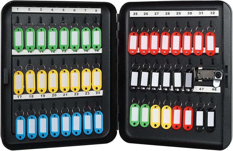 Decaller Large Key Box with Combination Lock, Key Cabinet Wall Mount Lock Box with 48 Hooks, 11 4/5" x 9 1/5" x 3" - Image 1