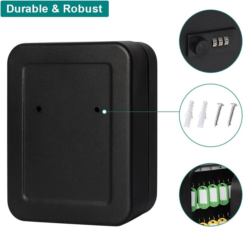 Decaller Large Key Box with Combination Lock, Key Cabinet Wall Mount Lock Box with 48 Hooks, 11 4/5" x 9 1/5" x 3" - Image 4