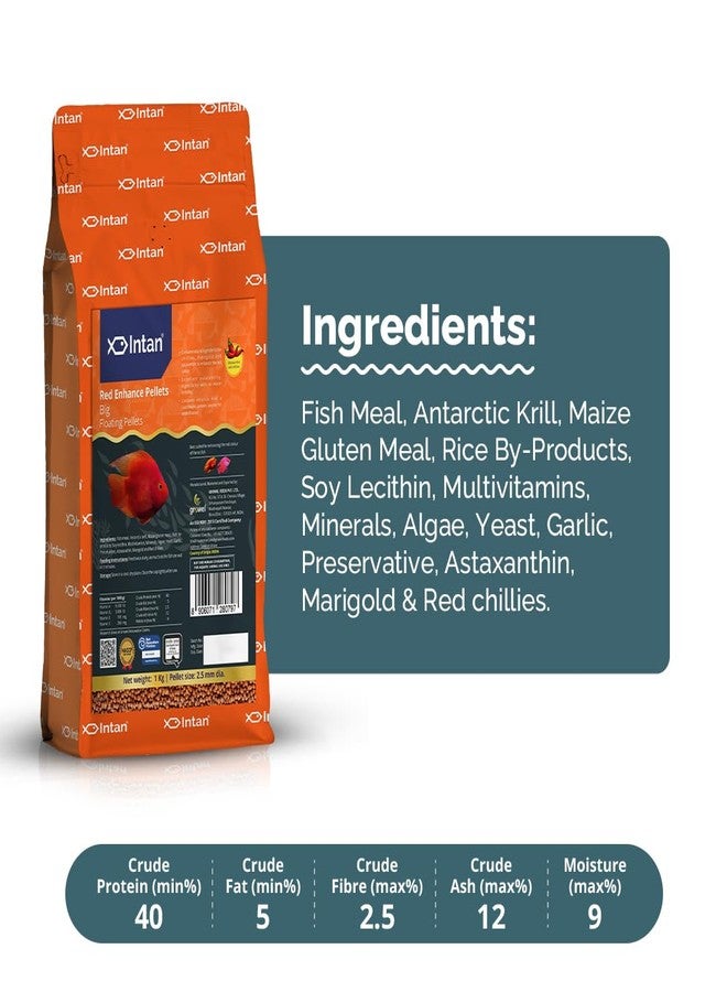 Intan Red Enhance Pellets (Big 2.5mm Floating) | 1Kg - Highly Nutritious Ornamental Fish Food for Parrotfish & Red Coloured Fish | Growel Feeds - Image 3