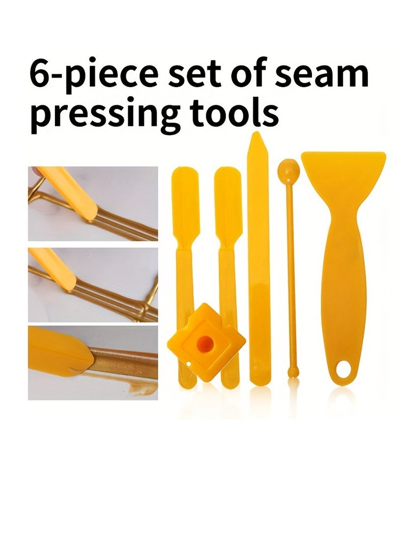 6pcs Seam Beauty Tool Set, Ceramic Tile Silicone Edge Grout Remover, Smooth Caulking Plastic Scraper Kit, Construction Installation Hand Tool - Image 1
