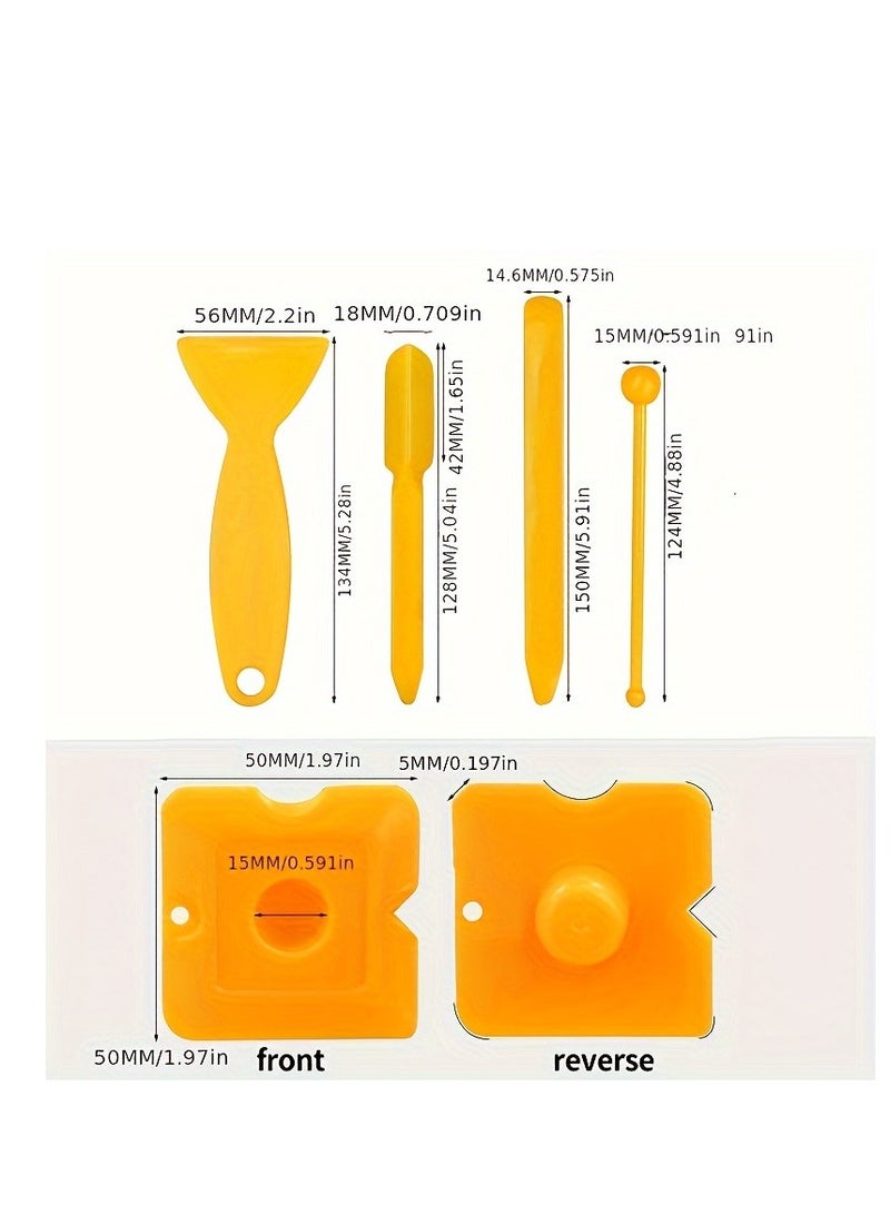 6pcs Seam Beauty Tool Set, Ceramic Tile Silicone Edge Grout Remover, Smooth Caulking Plastic Scraper Kit, Construction Installation Hand Tool - Image 4