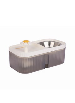HAPPY PUSS Automatic Pet Water Dispenser 2-in-1 Cat Water Fountain and Stainless Steel food bowl- white color  - Image 1