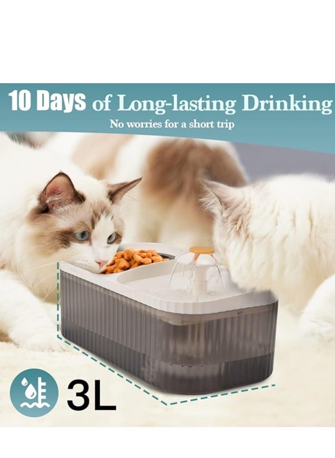 HAPPY PUSS Automatic Pet Water Dispenser 2-in-1 Cat Water Fountain and Stainless Steel food bowl- white color - Image 2