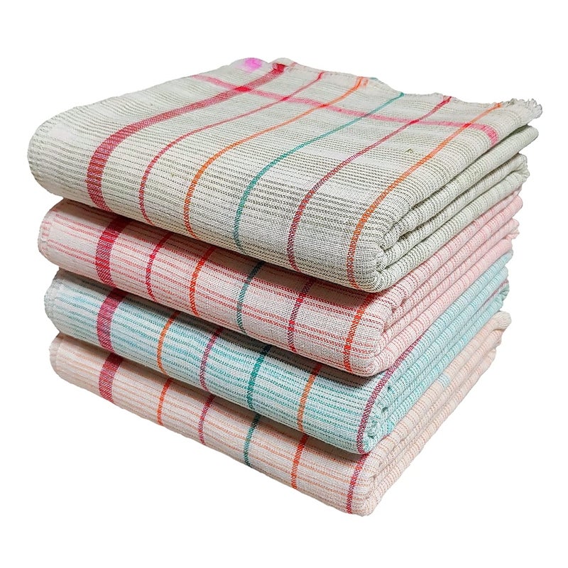 Mk weaves Gamcha 100% Cotton Bath Towels, Multicolor (Pack of 4, 31 X 65 Inch),XX-Large (Mulicolor) - Image 1