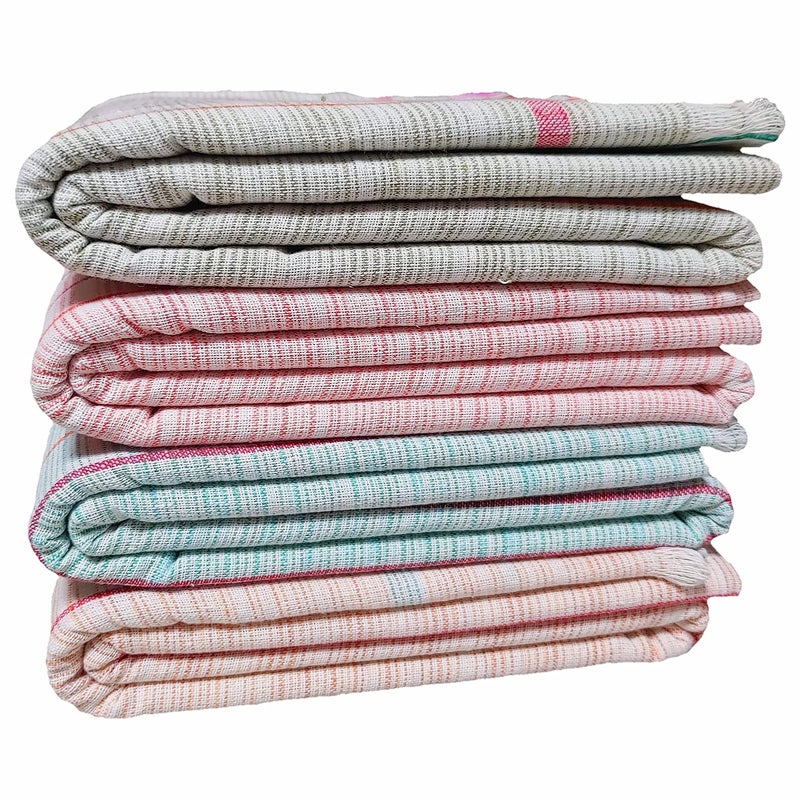 Mk weaves Gamcha 100% Cotton Bath Towels, Multicolor (Pack of 4, 31 X 65 Inch),XX-Large (Mulicolor) - Image 4