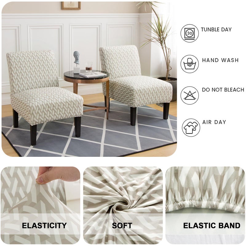 HAOYONG Armless Accent Chair Cover, Stretch Chair Slipcover Printed Slipper Chair Covers Furniture Protector Covers for Living Dining Room Hotel - Image 2