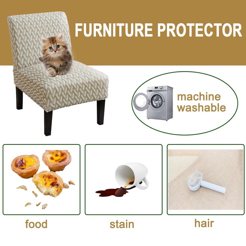 HAOYONG Armless Accent Chair Cover, Stretch Chair Slipcover Printed Slipper Chair Covers Furniture Protector Covers for Living Dining Room Hotel - Image 4