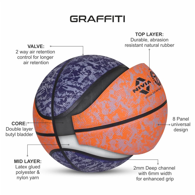 Nivia Graffiti Moulded Basketball - Size 7 - Image 2