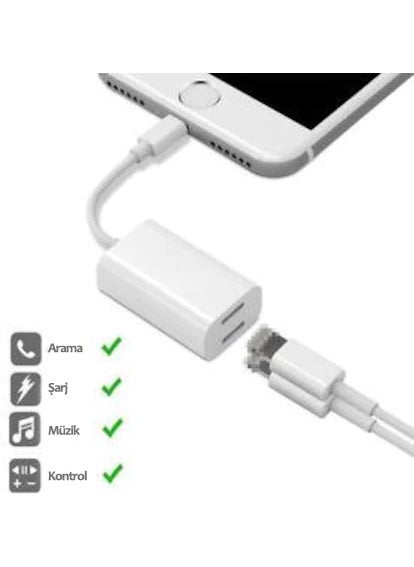 Techmaster - Tme Compatible for iPhone 7 8 Plus x Xr Xs 11 12 Pro Max Headphone Charger 2in1 Adapter - Image 1