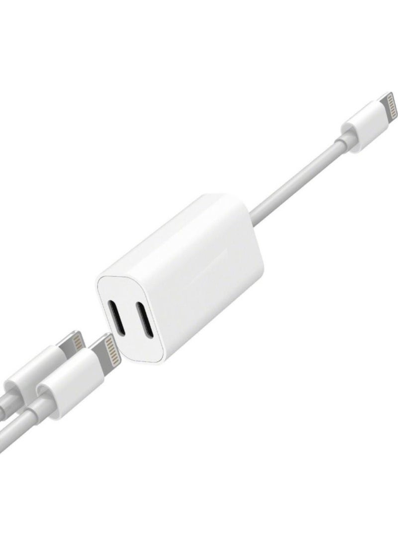 Techmaster - Tme Compatible for iPhone 7 8 Plus x Xr Xs 11 12 Pro Max Headphone Charger 2in1 Adapter - Image 1