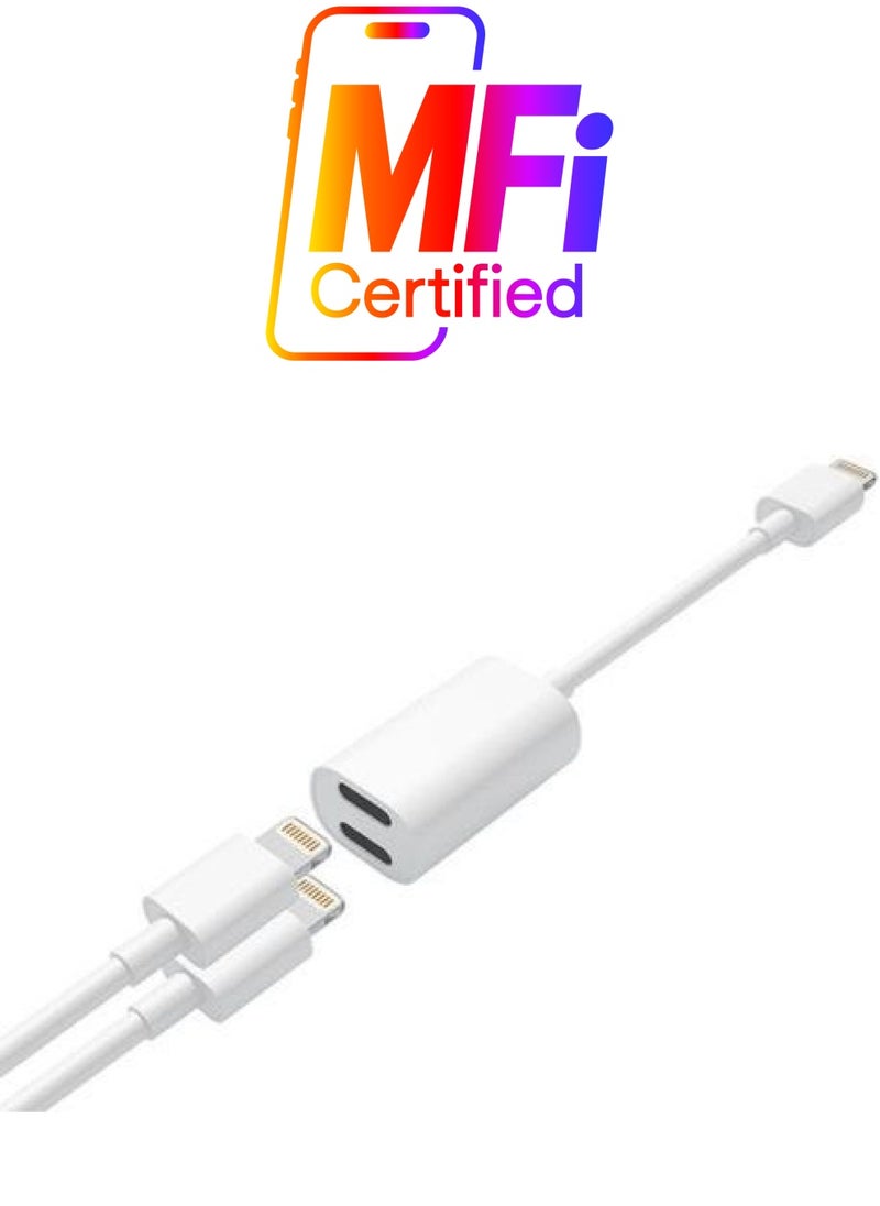 Techmaster - Tme Compatible for iPhone 7 8 Plus x Xr Xs 11 12 Pro Max Headphone Charger 2in1 Adapter - Image 1