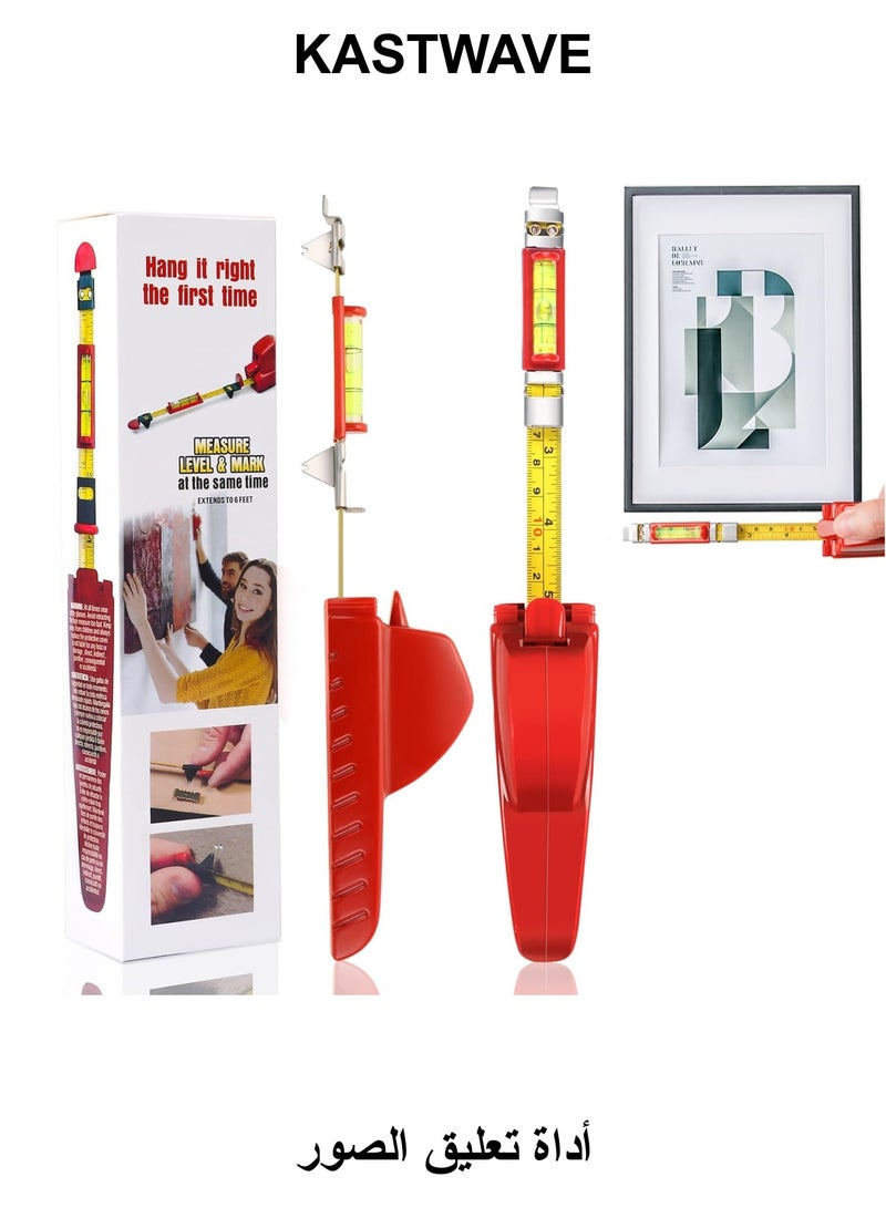 KASTWAVE Picture Hanging Tool with level, All-in-One Hang It Picture Hanging Tool with Rule, Portable Picture Leveling and Hanging Tool, Picture Hanging Level for Hang Pictures, Mirrors, TVs, and Shelves - Image 1
