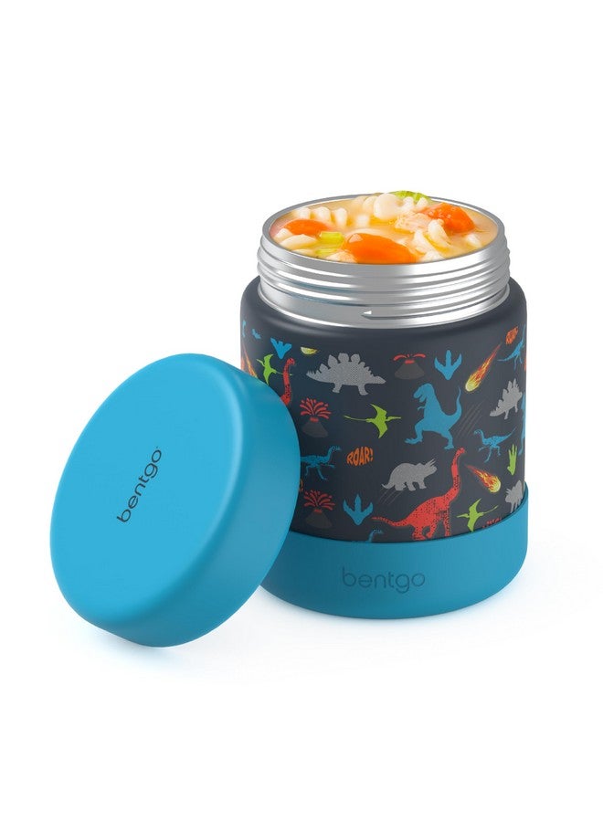 Bentgo وعاء طعام من ستانلس ستيل للأطفال من بنتغو - 11 أونصة، وعاء محكم الغلق مزدوج العزل للطعام الساخن أو البارد مع واقي سيليكون قابل للإزالة، آمن في غسالة الصحون، غطاء سهل الفتح، للأعمار 3 سنوات فما فوق (ديناصور) - Image 1