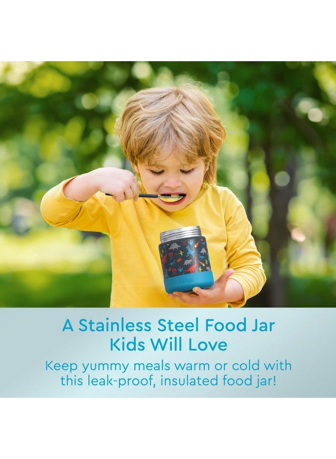 Bentgo وعاء طعام من ستانلس ستيل للأطفال من بنتغو - 11 أونصة، وعاء محكم الغلق مزدوج العزل للطعام الساخن أو البارد مع واقي سيليكون قابل للإزالة، آمن في غسالة الصحون، غطاء سهل الفتح، للأعمار 3 سنوات فما فوق (ديناصور) - Image 2