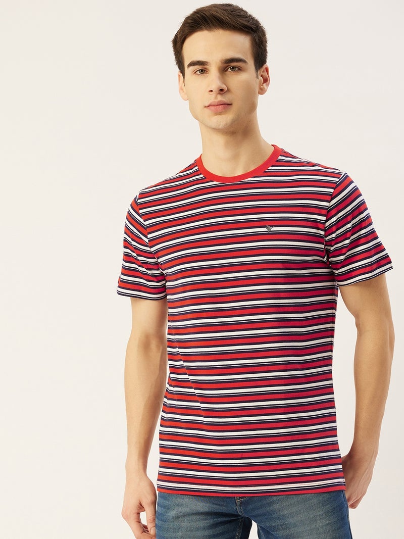 amswan PREMIUM COTTON STRIPED HALF SLEEVE CREW NECK T-SHIRTS - Image 1
