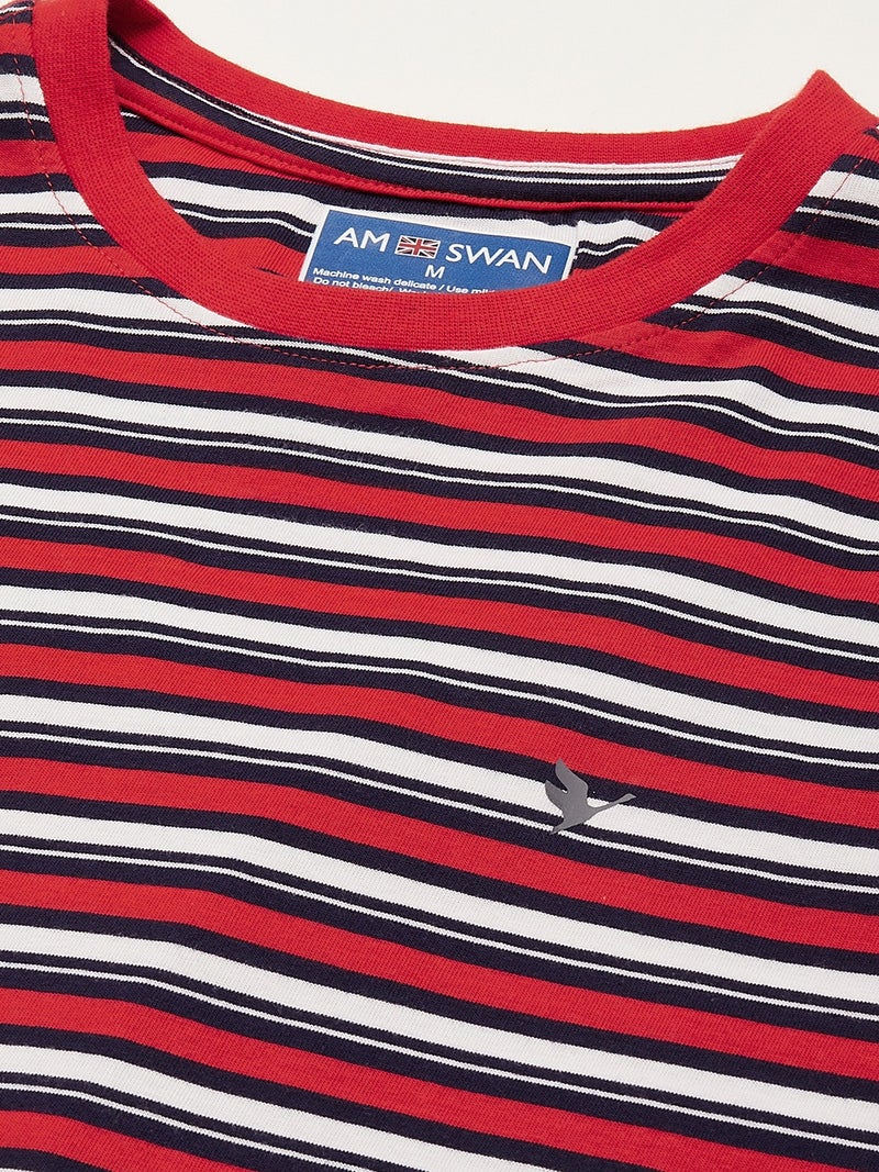 amswan PREMIUM COTTON STRIPED HALF SLEEVE CREW NECK T-SHIRTS - Image 2