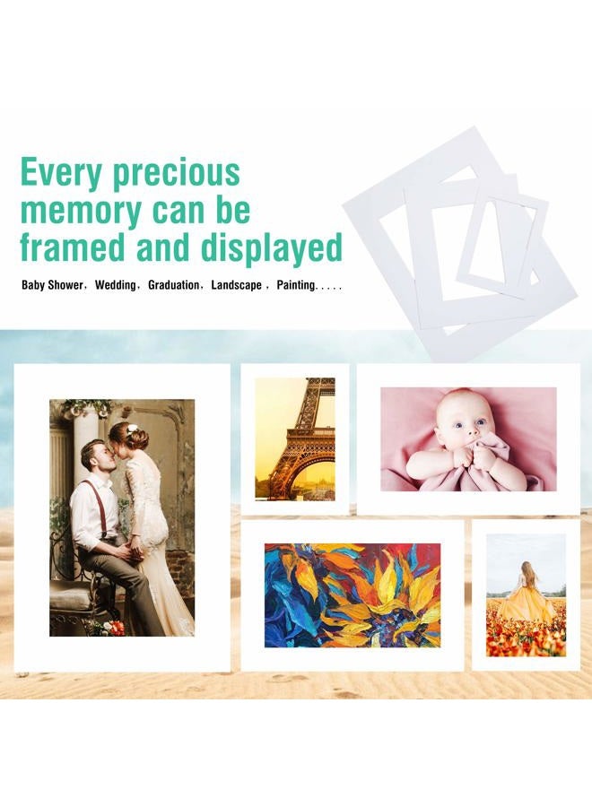 Falling In art Acid Free 25 Pack 11x14 Pre-Cut Mat Board Show Kit for 8x10 Photos, Prints or Artworks, 25 Core Bevel Cut Matts and 25 Backing Boards and 25 Crystal Plastic Bags, White - Image 5
