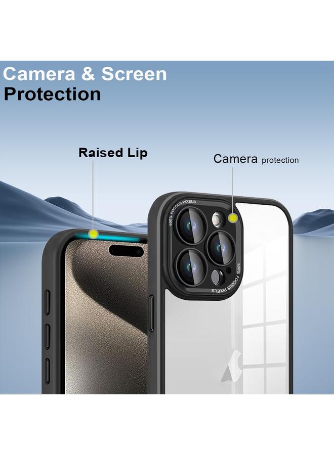 اس-توب جراب شفاف لهاتف iPhone 15 Pro Max مع غشاء عدسة ملون مدرع - Image 5