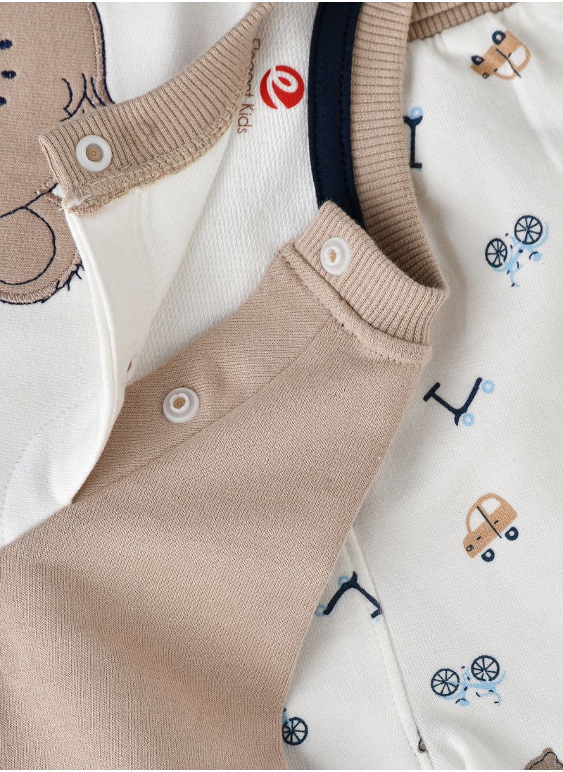 Elegant Kids - Baby Boy 'Busy Growing' Bear Sweatshirt and Jogger Set - Image 1