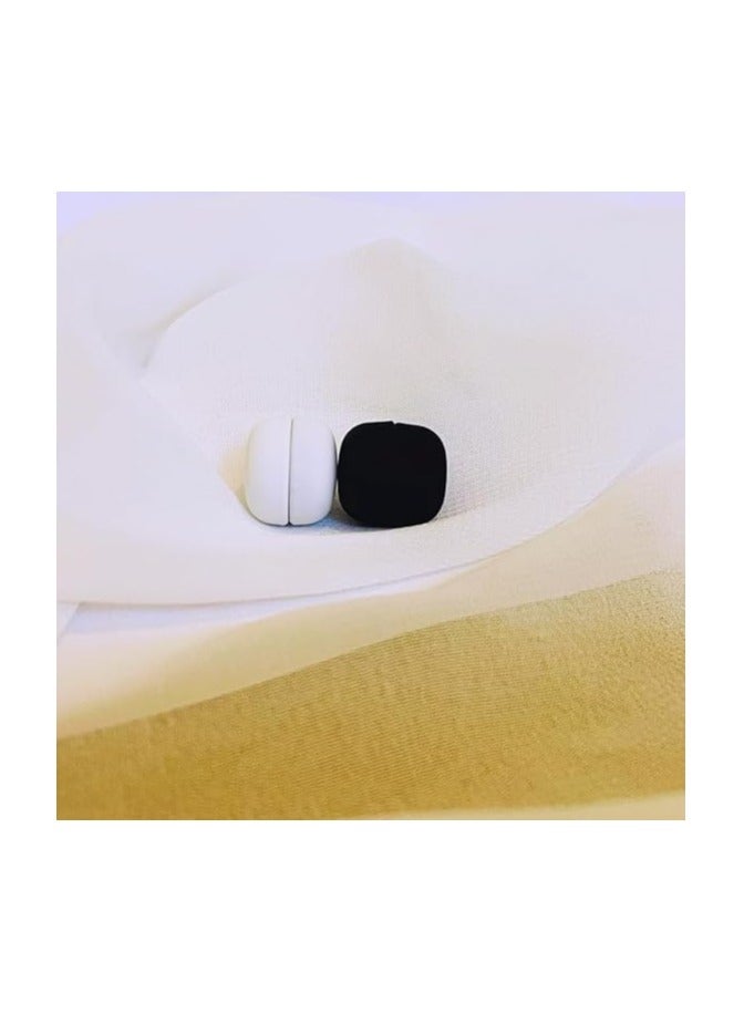 Sky Shine 4Pcs Magnetic Hijab Pins – Round No-Hole Scarf Clips | Strong Magnet Brooch Pins for Women’s Scarves, Shawls & Clothing | Hijab Accessories Black & White - Image 2